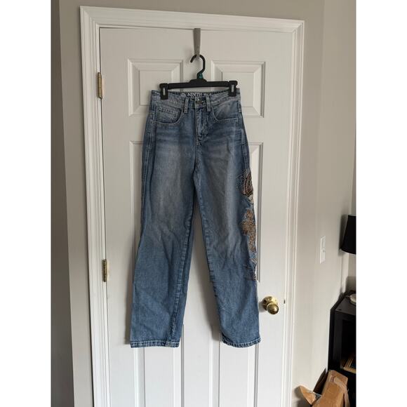 ninth idle hall Denim - Ninth Idle Hall Y2K Inspired Koi Fish Embroidered Jeans